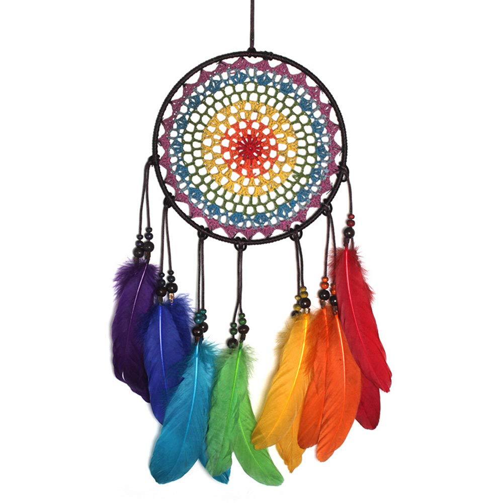 NewNest Australia - Guojanfon Dream Catchers, Rainbow Feather Decor Wall Decor for Kids Boys Girls Bedroom - 7.8" Dia - 23.6" Length (No. 03) No. 03 