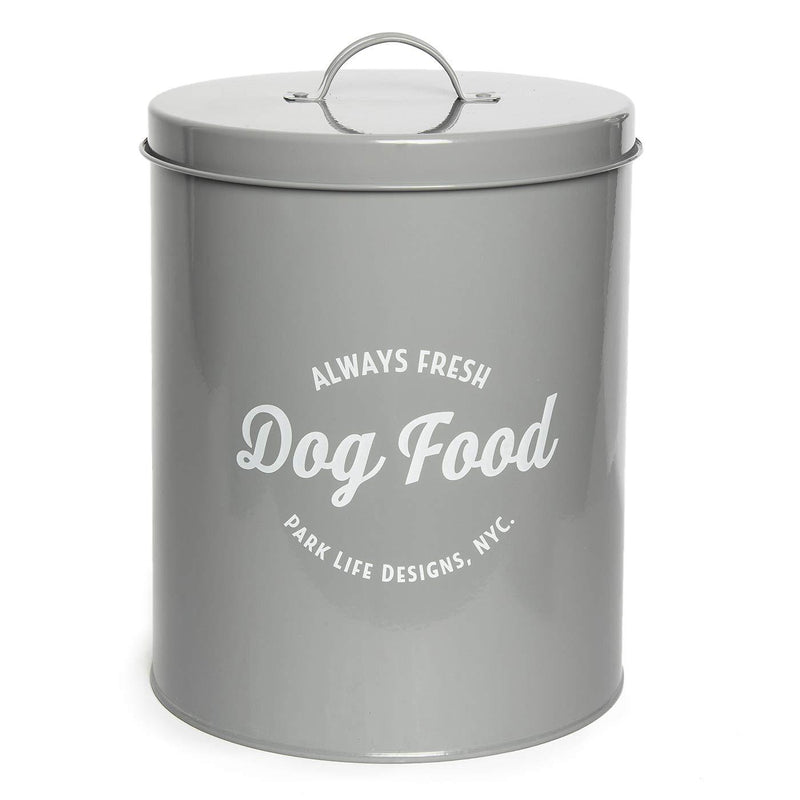 NewNest Australia - Park Life Designs Wallace Treat Tin, Stylish Enamel-Coated Carbon Steel Canister for Treats and More, Airtight Silicone Seal Gray 