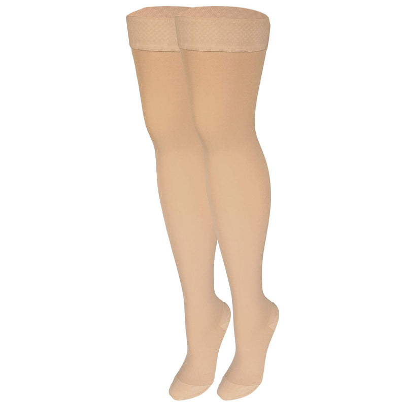 NuVein Medical Compression Stockings, 20-30 mmHg Support, Women & Men Thigh Length Hose, Closed Toe, Beige, Medium Medium (1 Pair) - NewNest Australia