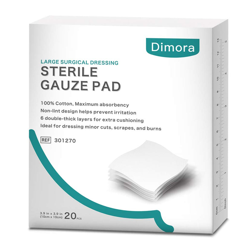 Sterile Gauze Pads, Non-Woven 6-Ply Medical Gauze Pad, 4 x 4 inches Gauze Sponges for Wound Care (20 Packs) 20 Count (Pack of 1) - NewNest Australia
