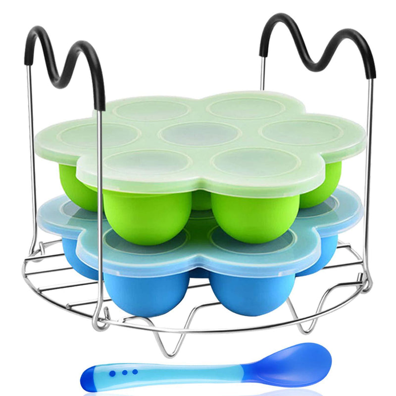 Silicone Egg Bites Mold Set of 4, Steamer Rack with Heat resistant Handle and Spoon,Reusable Sous Vide Egg Poacher with Lid Fits Instant Pot 5,6,8 qt Pressure Cooker 6.3 x 1.6 (in) - NewNest Australia