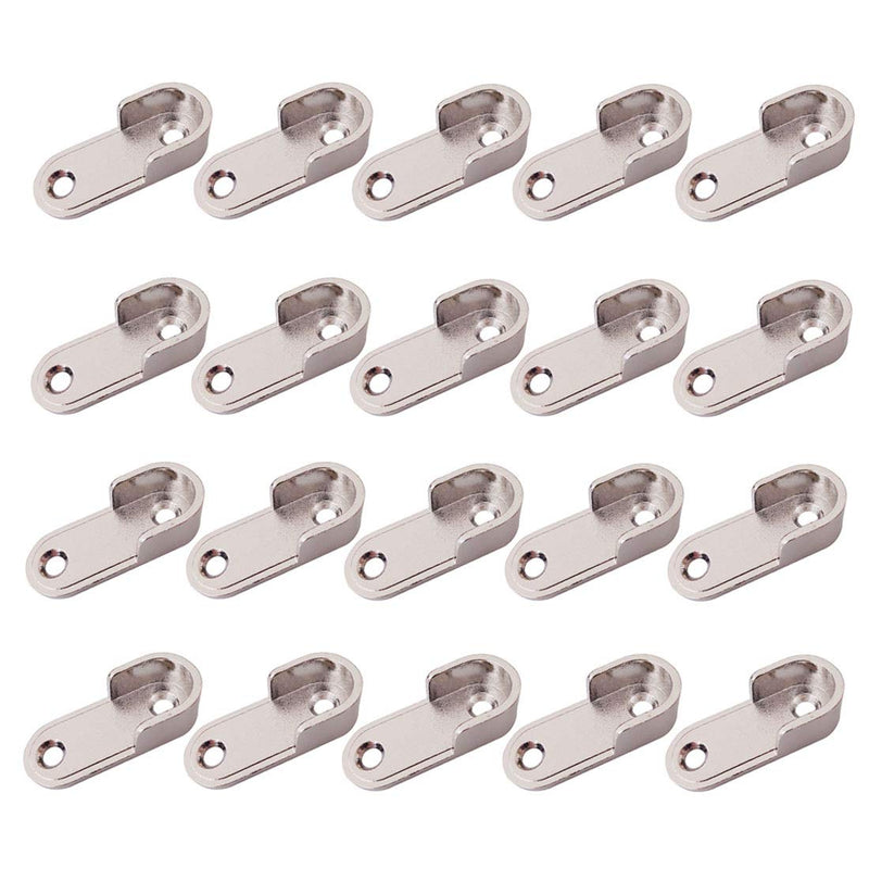 Sipery 20Pcs Oval Closet Rod End Supports Flanges Socket Wardrobe Hanging Rail Rod End Bracket Support for 16mm/0.6inch Diameter Rod with Screws - NewNest Australia