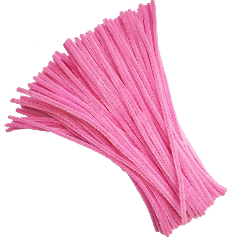 Carykon 100 PCS Fuzzy Chenille Stems Pipe Cleaners for Arts and Crafts (Pink) Pink - NewNest Australia
