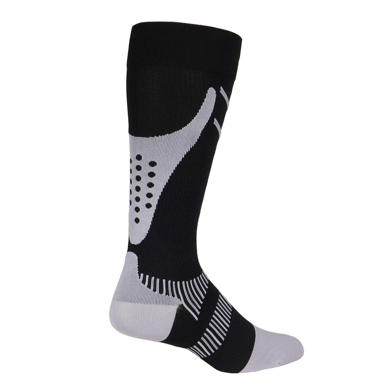 NuVein Compression Socks, 15-20 mmHg Support for Athletic Performance and Medical Recovery, Knee High, Closed Toe, Silver on Black, X-Large - NewNest Australia