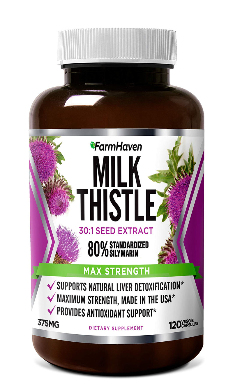 FarmHaven Milk Thistle Capsules | 11250mg Strength | 30X Concentrated Seed Extract & 80% Silymarin Standardized - Supports Liver Function and Overall Health | Non-GMO | 120 Veggie Capsules - NewNest Australia