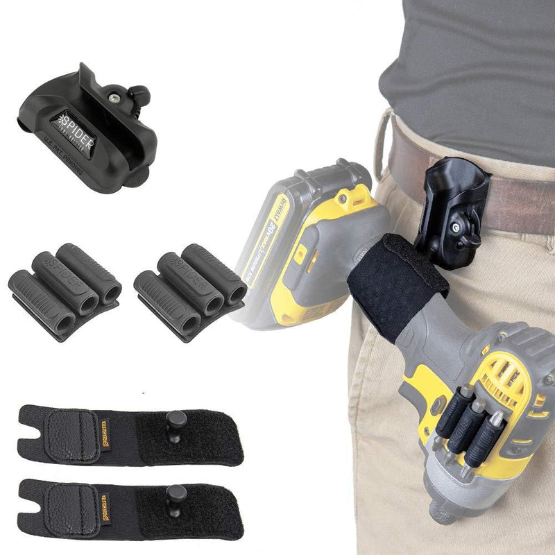 Spider Tool Holster - DUAL Tool KIT - 5 Piece Set for carrying your power drill, driver, multi-tool, pneumatic, multi-tool and other hand tools on your belt! Dual Tool Kit - 5 Pieces - NewNest Australia