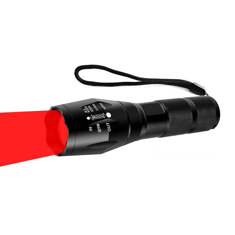 Tactical Red LED Flashlight Single Mode Hunting Handheld Flashlight with Zoomable and Waterproof for Astronomy Night Observation etc. - NewNest Australia