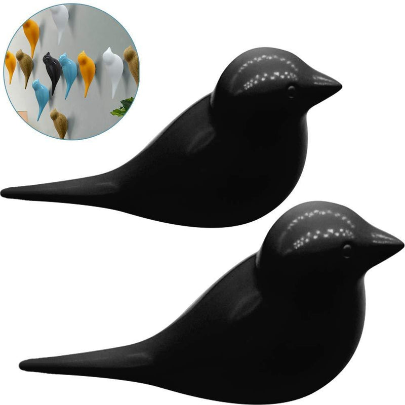 NewNest Australia - Ceation Core 2Pcs 3D Creative Resin Stereoscopic Bird Wall Hook, Home Accessories Wall Decoration Towel Coat Hook Wall Hooks (Black) 