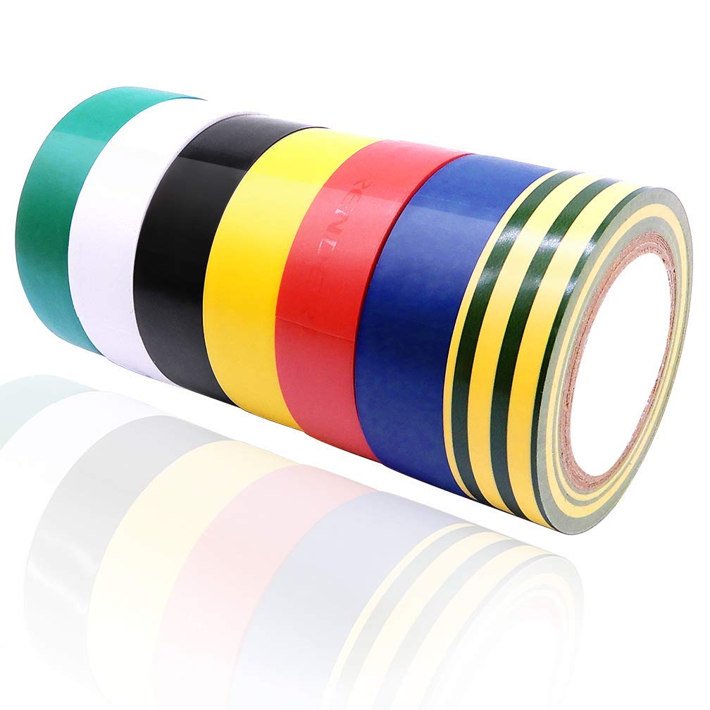 7 Rolls Insulation Tapes - Maveek Multicolor PVC Vinyl Adhesive Electrical Tape - Dimensions: 0.7in x 30ft (17mm x 9m) 7 rolls - NewNest Australia