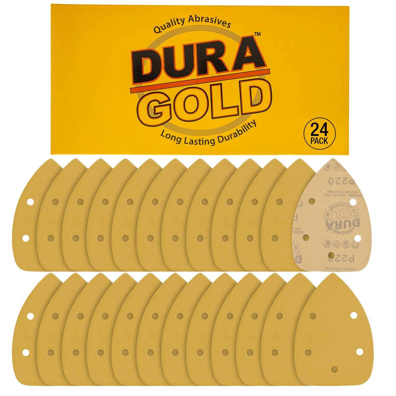 Dura-Gold - Premium Hook & Loop - 220 Grit 5-Hole Hook & Loop Sanding Sheets for Mouse Sanders - Box of 24 Sandpaper Finishing Sheets for Automotive and Woodworking 220-Grit - NewNest Australia