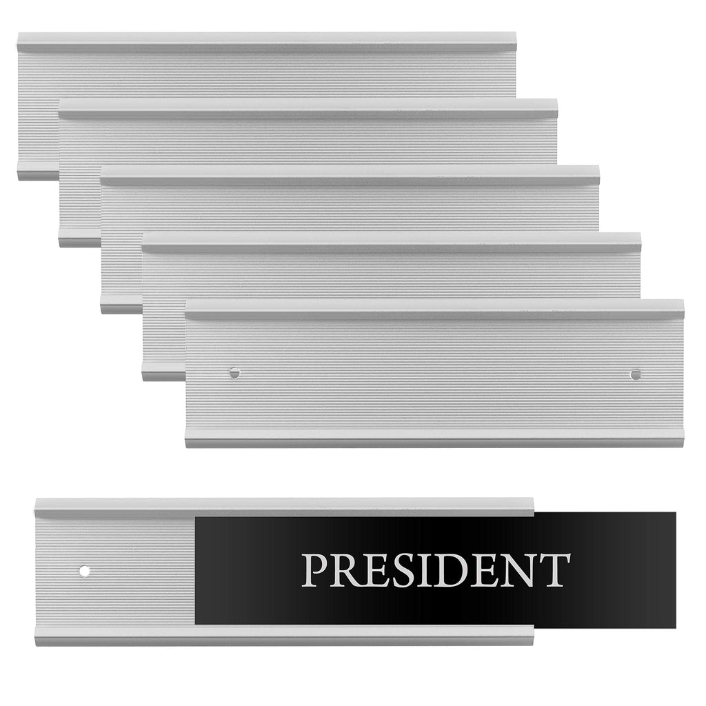 Set of 6 – Sturdy and Elegant Silver Aluminum Wall Mount Name Plate Holder, Office Business Door Sign Holder, 8” X 2” - Hardware and Inserts are Not Included - NewNest Australia