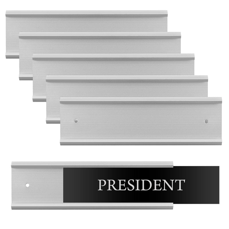 Set of 6 – Sturdy and Elegant Silver Aluminum Wall Mount Name Plate Holder, Office Business Door Sign Holder, 8” X 2” - Hardware and Inserts are Not Included - NewNest Australia