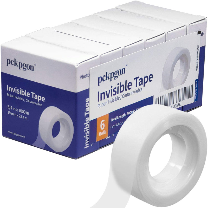Transparent Tape Invisible Tape Clear Tape for Office Home School Use, 3/4 x 1000 Inches, Pack of 6, Boxed, Tape Refill for Dispenser, Frosted and Invisible on Paper, Great for Correction and labeling 6 Rolls - NewNest Australia