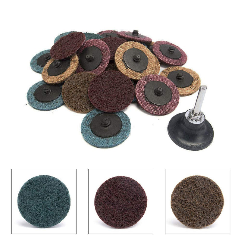 25Pcs 2 inch Quick Change Sanding Discs Set(Fine Medium Coarse) Discs Surface Conditioning Discs R-Type Disc with 1/4'' Shank Disc Pad Holder for Die Grinder, 2inch Set - NewNest Australia