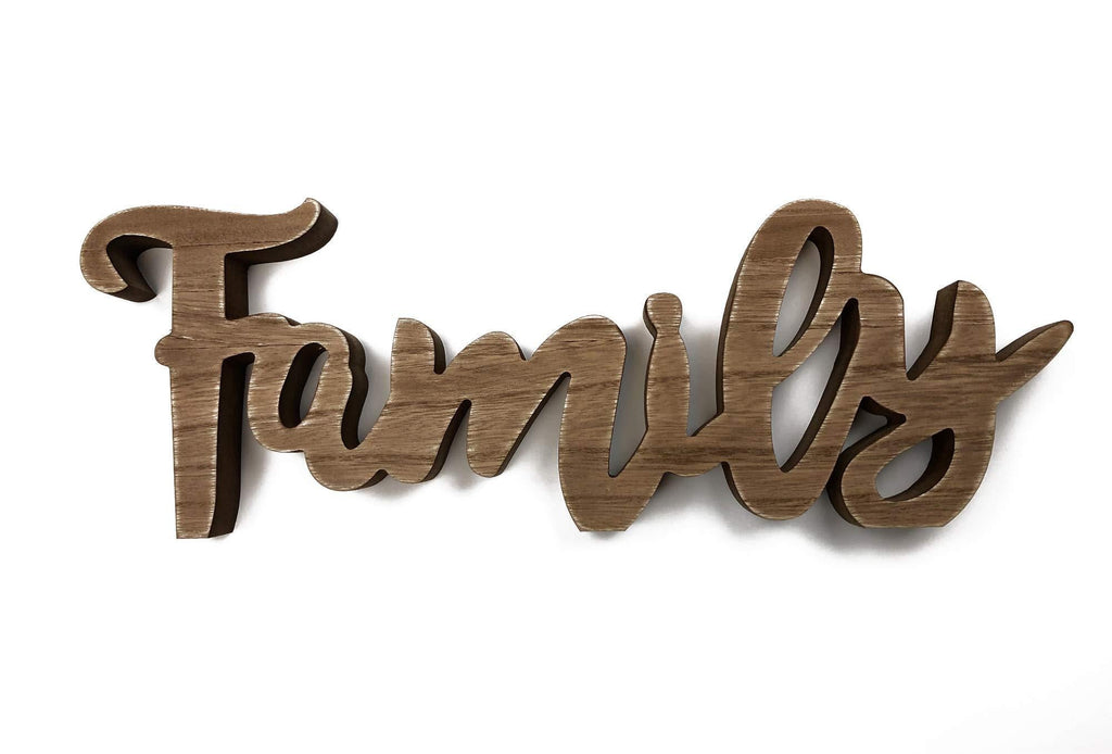 NewNest Australia - Paris Loft Family Cutout Wood Sign, Rustic Farmhouse Family Freestanding Table Top Decor 