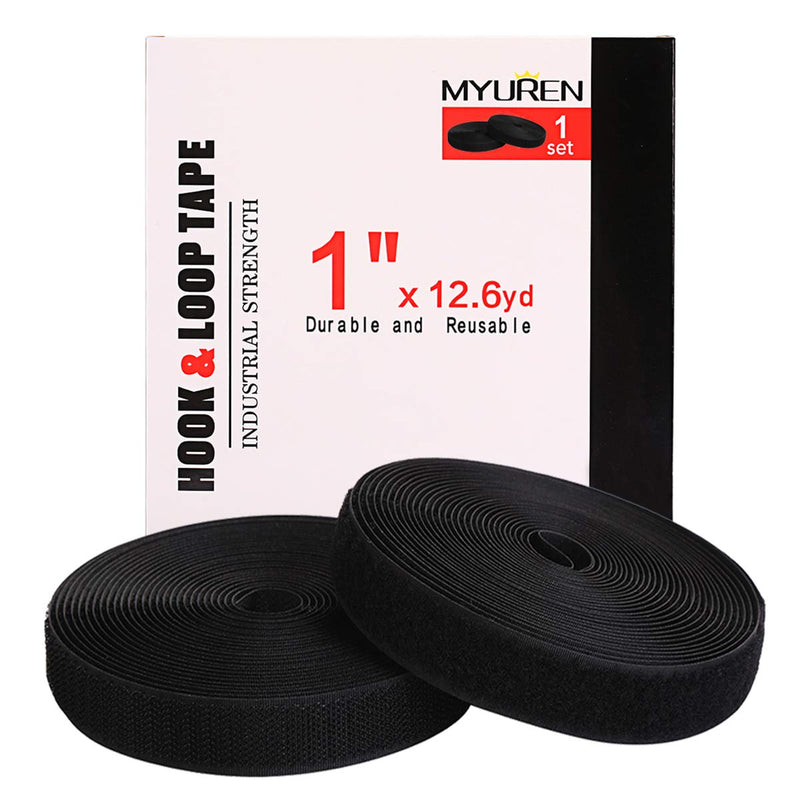 Sew on Hook and Loop Tape 1 Inch Non-Adhesive Back Nylon Strips Fabric Fastener Non-Adhesive Interlocking Tape Black,12.6 Yard 1" - NewNest Australia