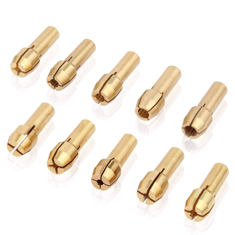 SUKEO Brass Collet Mini Electric Grinder Quick Change Drill Chuck Bit Sets 0.5-3.2mm (1/64 Inch to 1/8 Inch) Shank Diameter 4.3mm / 0.17'' for Rotary Tools (Pack of 10pcs) - NewNest Australia