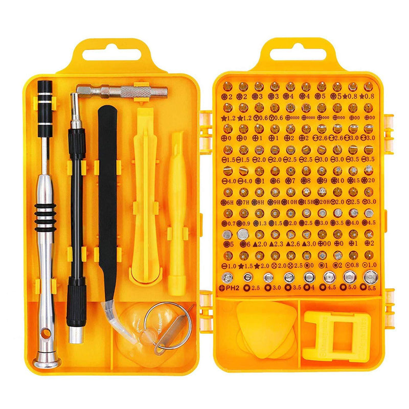 Precision Screwdriver Set Magnetic - Professional 110 in 1 Screw driver Tools Sets, PC Repair Tool Kit for Mobile Phone/Tablet/Computer/Watch/Camera/Eyeglasses/Other Electronic Devices 110 Yellow - NewNest Australia