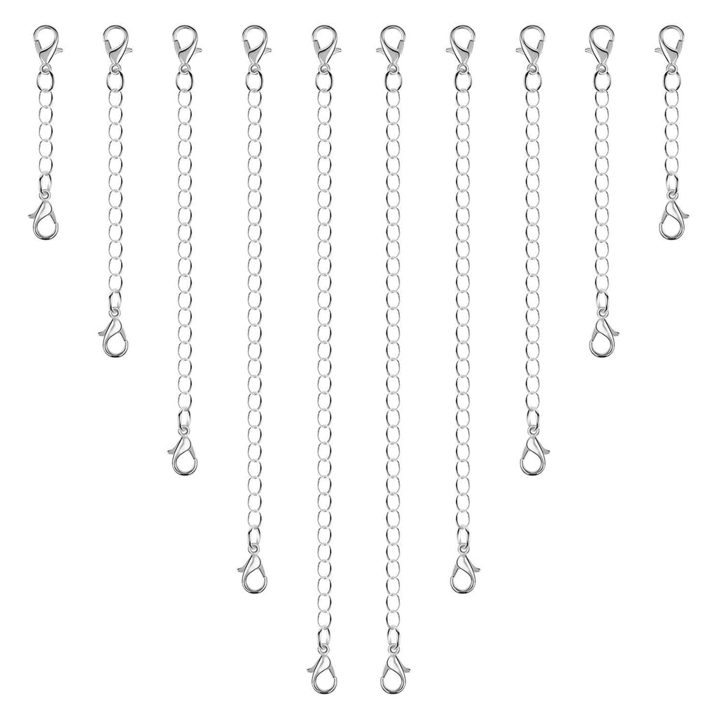 Anezus 10Pcs Necklace Extenders, Jewelry Extenders for Necklaces, Silver Bracelet Extender, Chain Extenders for Necklace, Bracelet and Jewelry Making (Assorted Sizes) - NewNest Australia