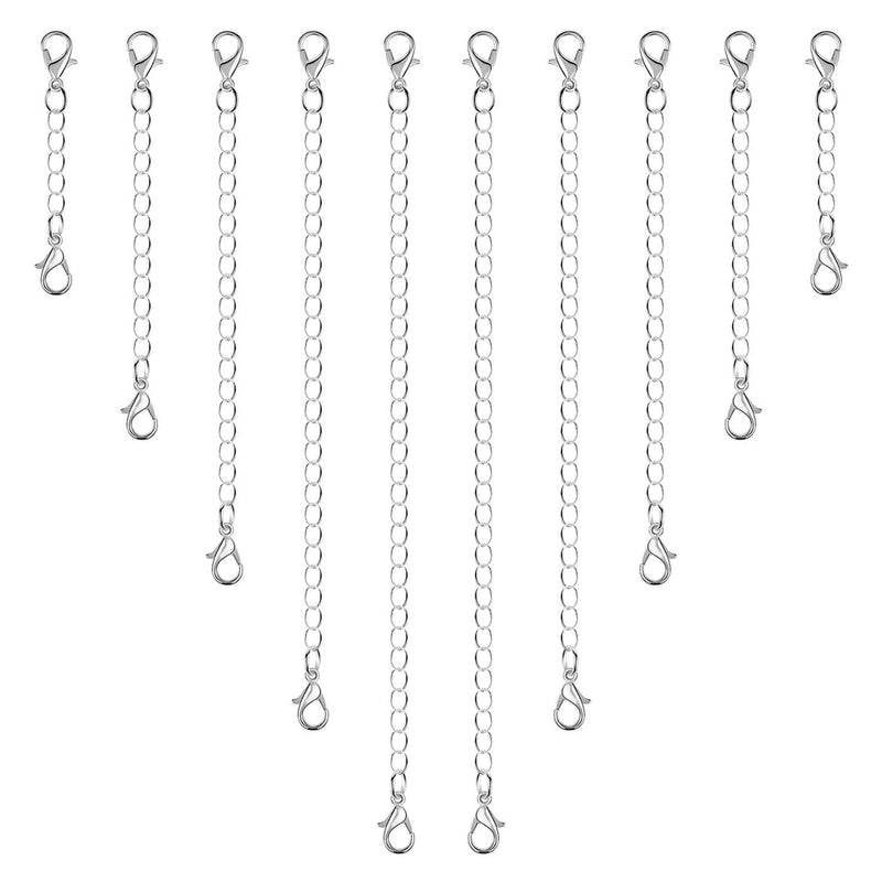 Anezus 10Pcs Necklace Extenders, Jewelry Extenders for Necklaces, Silver Bracelet Extender, Chain Extenders for Necklace, Bracelet and Jewelry Making (Assorted Sizes) - NewNest Australia