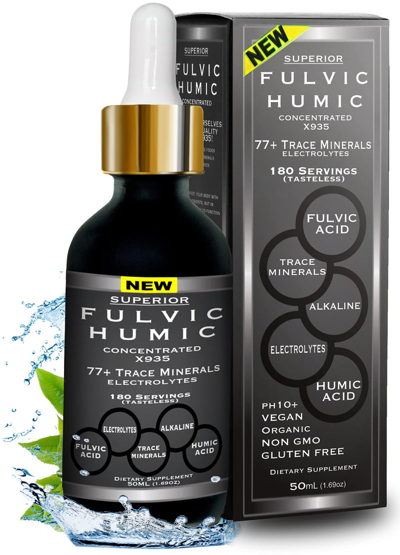 Fulvic Acid and Humic Acid Trace Mineral Drops 6 Month Supply, Electrolyte Energy Boost. All Natural Organic Plant Derived Blend of Ionic Trace Minerals from Fulvic and Humic Acid Similar to Shilajit - NewNest Australia