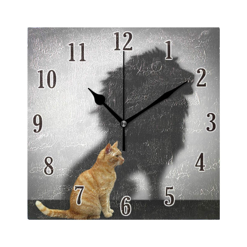 NewNest Australia - senya Wall Clock, Cat with Lion Shadow Clock Innovative Silent Non-Ticking Decorative Wall Clock for Living Room, Bedroom, Home, Office Battery Operated Pattern 5 