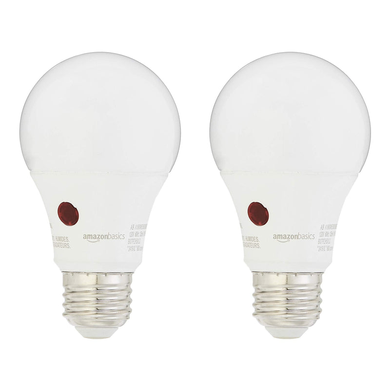 Amazon Basics 60W Equivalent, Daylight, Dusk to Dawn Sensor, Non-Dimmable, A19 LED Light Bulb | 2-Pack 2 Pack 60 Watt - NewNest Australia