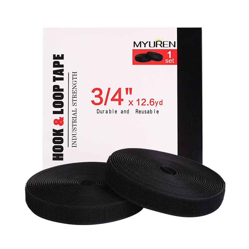 Sew on Hook and Loop Style 3/4 Inch Non-Adhesive Back Nylon Strips Fabric Fastener Non-Adhesive Interlocking Tape Black,12.6 Yard 3/4" - NewNest Australia