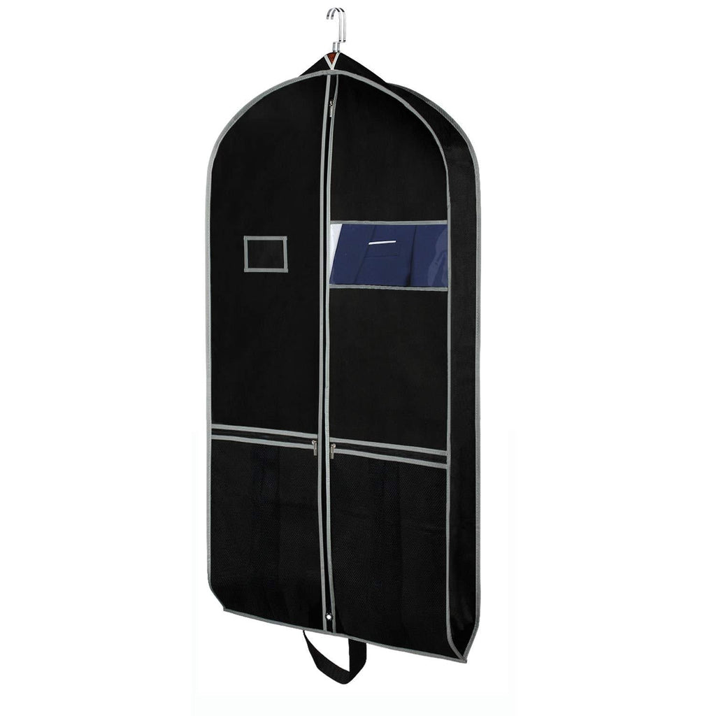 NewNest Australia - Zilink Breathable Garment Bags Suit Bags for Travel 43" Dress Suit Cover with 2 Large Mesh Pockets and a PVC Card Holder, Black 