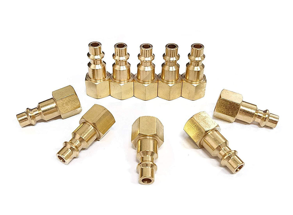 Air Hose Fittings And Quick Connect Air Fittings, 1/4 Inch NPT Brass Female Air Coupler Plug (10 Piece) Industrial Type D, Air Compressor Fittings Female Plug Kit 10 Piece - NewNest Australia