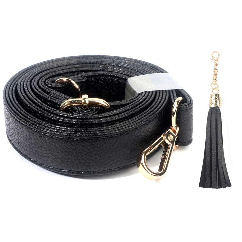 Beaulegan Purse Strap Replacement - Full Grain Microfiber Leather - 59 Inch Long Adjustable for Crossbody Shoulder Bag - 0.5 Inch Wide, Black/Gold Gold Clasp - NewNest Australia