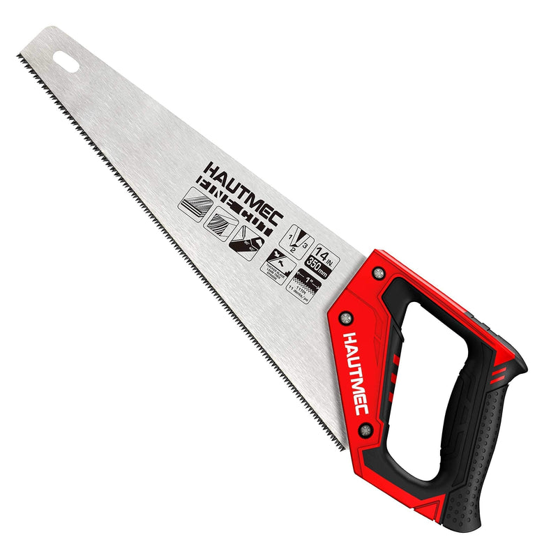 HAUTMEC 14 in. Universal Hand Saw - 11 TPI Fine Cuts Wood Saw - Professional Universal Saws for Wood, Laminate And Plastic - Crosscut Saw, HT0024 14 Inch - NewNest Australia