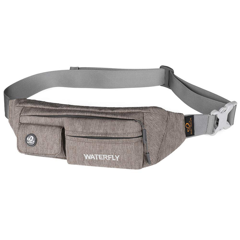 WATERFLY Fanny Pack for Women Men Water Resistant Small Waist Pouch Slim Belt Bag with 4 Pockets for Running Travelling Hiking Walking Lightweight Crossbody Chest Bag Fit All Phones Flaxen - NewNest Australia