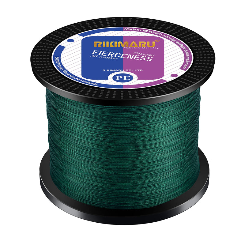 RIKIMARU Braided Fishing Line Abrasion Resistant Superline Zero Stretch&Low Memory Extra Thin Diameter 327-1094 Yds, 4-180LB Moss Green 1094 Yds/0.12mm/15LB - NewNest Australia