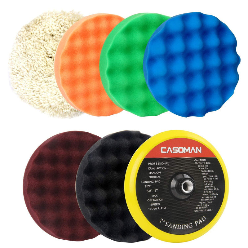 CASOMAN 7-Inch Buffing and Polishing Pad Kit, 7 Pieces 7" Polishing Sponge, Waxing Buffing Pad Kit - NewNest Australia