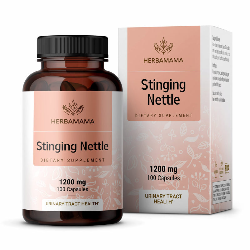 HERBAMAMA Stinging Nettle Capsules - 1200mg, 100 Capsules - Promotes Cleansing, Pain Relief & Normal Blood Pressure Levels - Urtica Dioica Root Extract Diet Supplement - Natural Non-GMO Herbal Support - NewNest Australia