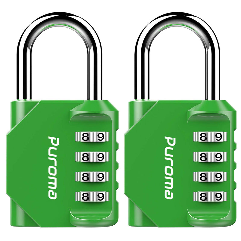 Puroma 2 Pack Combination Lock 4 Digit Outdoor Waterproof Padlock for School Gym Locker, Sports Locker, Fence, Toolbox, Gate, Case, Hasp Storage (Green) Green - NewNest Australia