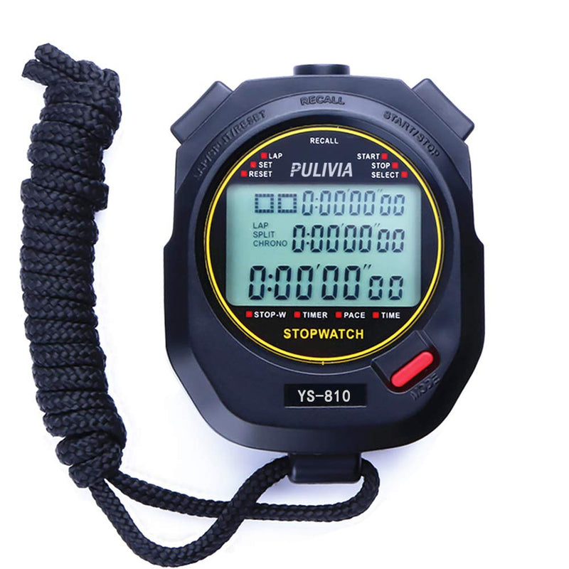 PULIVIA Sports Stopwatch Timer Lap Split Digital Stopwatch with Clock Calendar Alarm, Large Screen Shockproof Stopwatch for Coaches Swimming Running Sports Training 10 laps/splits Black - NewNest Australia