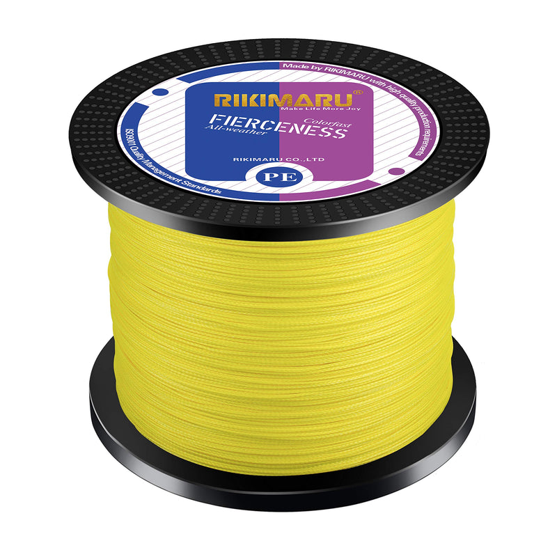 RIKIMARU Braided Fishing Line Abrasion Resistant Superline Zero Stretch&Low Memory Extra Thin Diameter 327-1094 Yds, 4-180LB Fluorescent Yellow 1094 Yds/0.10mm/10LB - NewNest Australia
