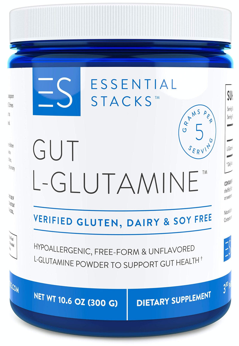 Essential Stacks Gut L-Glutamine Powder - Gluten, Dairy & Soy Free, Vegan, Non-GMO & Hypoallergenic with 3rd Party Allergen Testing, Pure Unflavored L Glutamine Powder for Optimal Gut Health - NewNest Australia