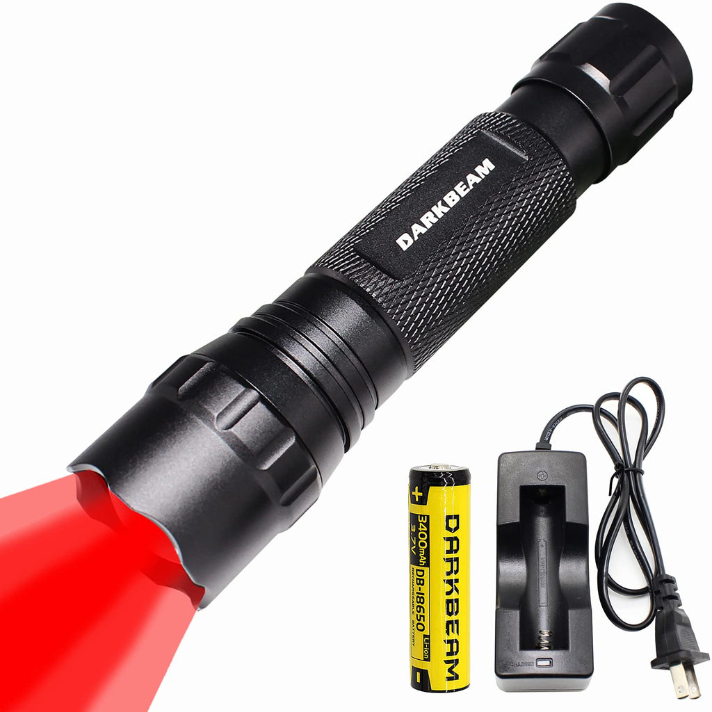 DARKBEAM Red light Flashlight Tactical LED 18650 Rechargeable, Zoomable Portable Handheld Red-Light For Fishing Hunting Detector Astrophotography 501B-S Red Light - NewNest Australia