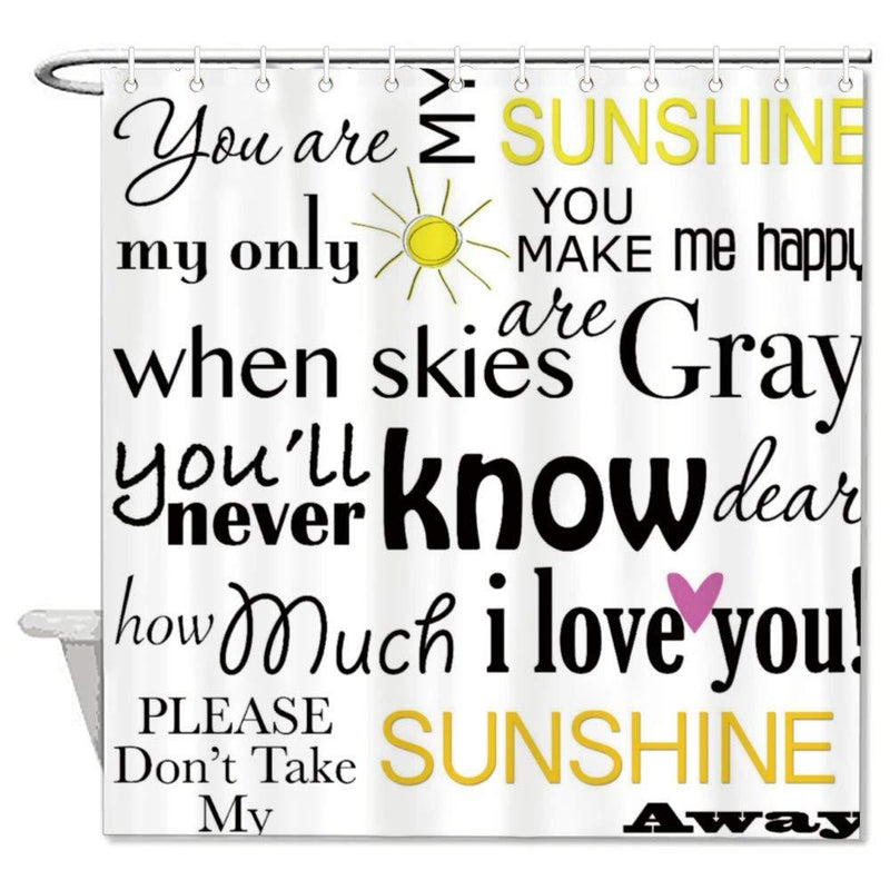 Mesllings Shower Curtains - Quote Words - You are My Sunshine I Love You Polyester Fabric Bathroom Decor Set with Hooks - 48" X 72" 48x72 inch - NewNest Australia