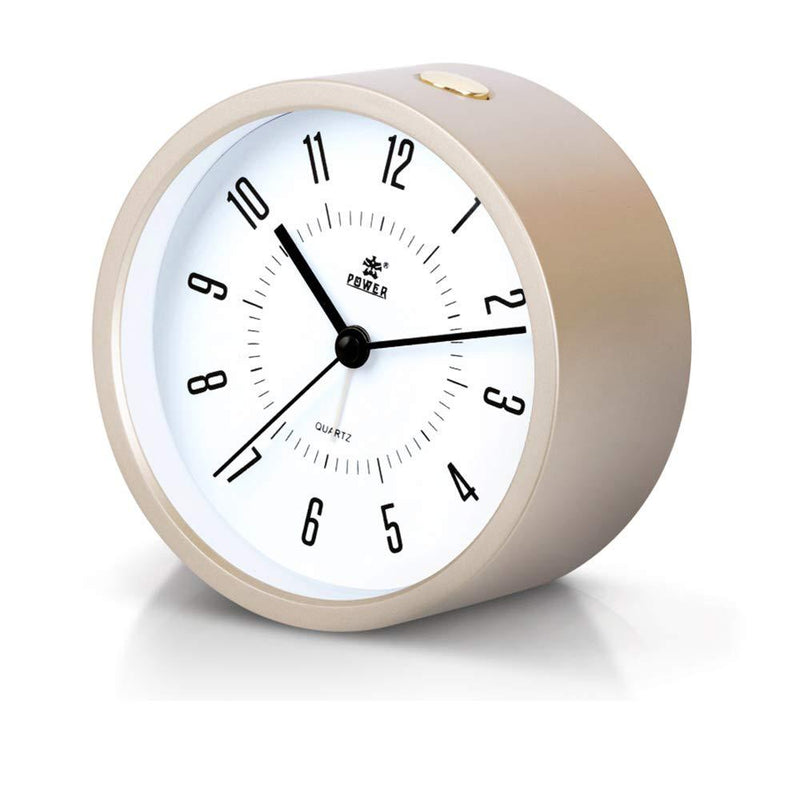 NewNest Australia - Laigoo Analog Alarm Clock for Bedrooms, Non-Ticking Vintage Alarm Clock Desk/Bedside Clock Round Travel Alarm Clock with Snooze & Nightlight Function for Home/Bathroom/Office(Gold) Gold 