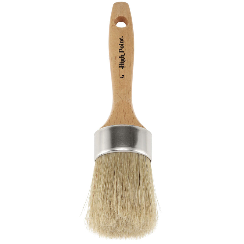 Large 2-in-1 Round Chalk & Wax Finishing Brush All Natural Hog Bristles Ergonomic Handle Stencil & Pouncer Paintbrush for DIY Furniture, Hobby Paint, Faux & Wax Finishing, Stenciling [2" x 2.36"] Single Pack - NewNest Australia