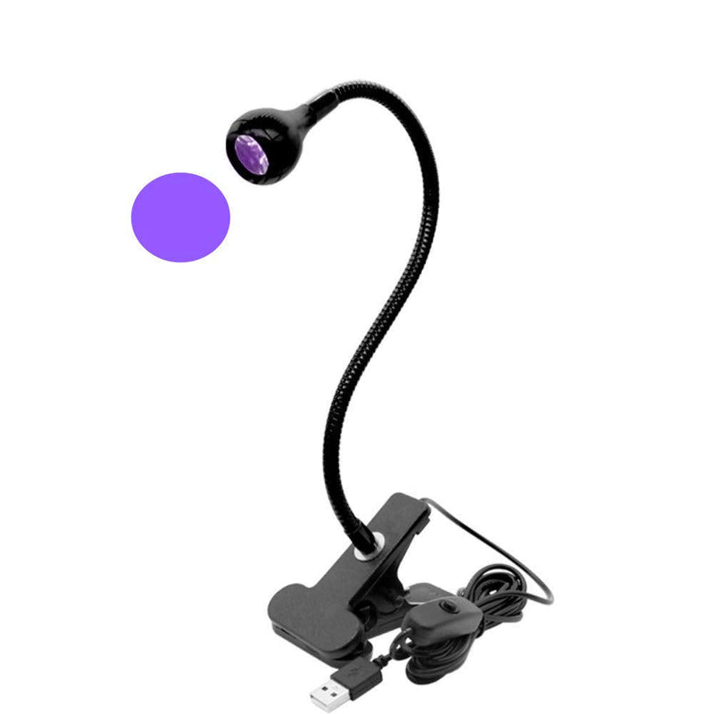 Upgraded Big Chip 395nm UV LED Black Light fixtures with Gooseneck and clamp for UV Gel Nail and Ultraviolet Curing, Portable Ultra Violet Blacklight 5V USB Input (Black 2W) - NewNest Australia