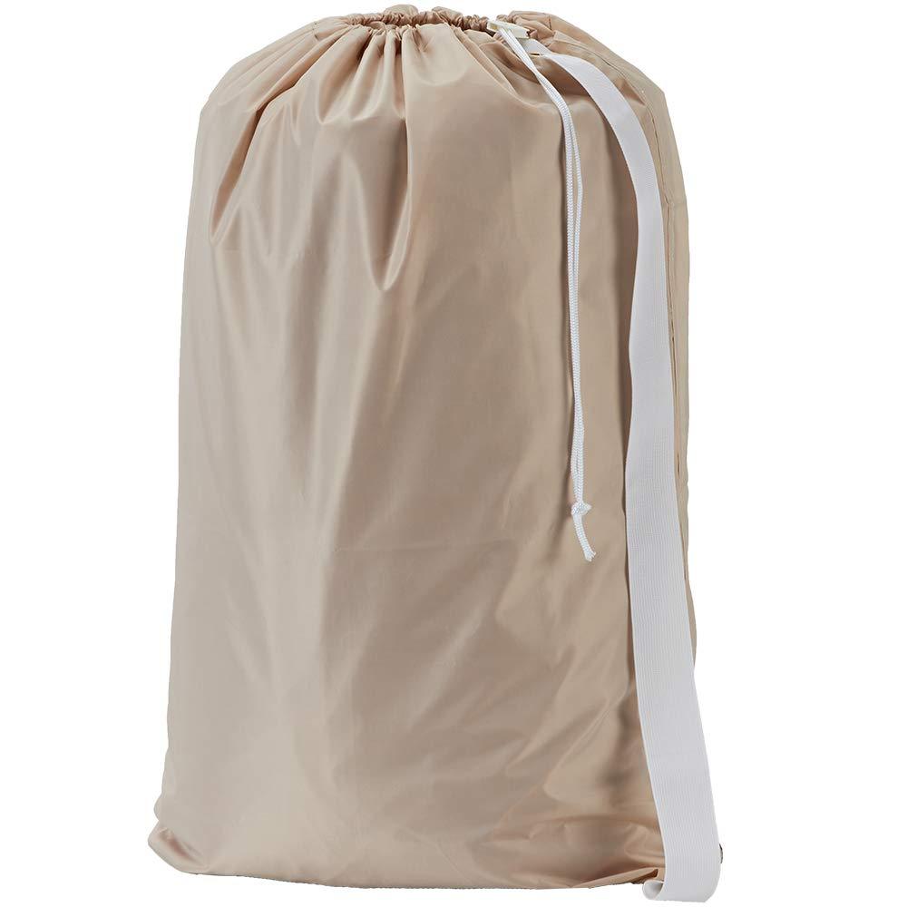 NewNest Australia - HOMEST XL Nylon Laundry Bag with Strap, Machine Washable Large Dirty Clothes Organizer, Easy Fit a Laundry Hamper or Basket, Can Carry Up to 4 Loads of Laundry, Beige, (Patent Pending) Pure Color Beige (Pure Color) 