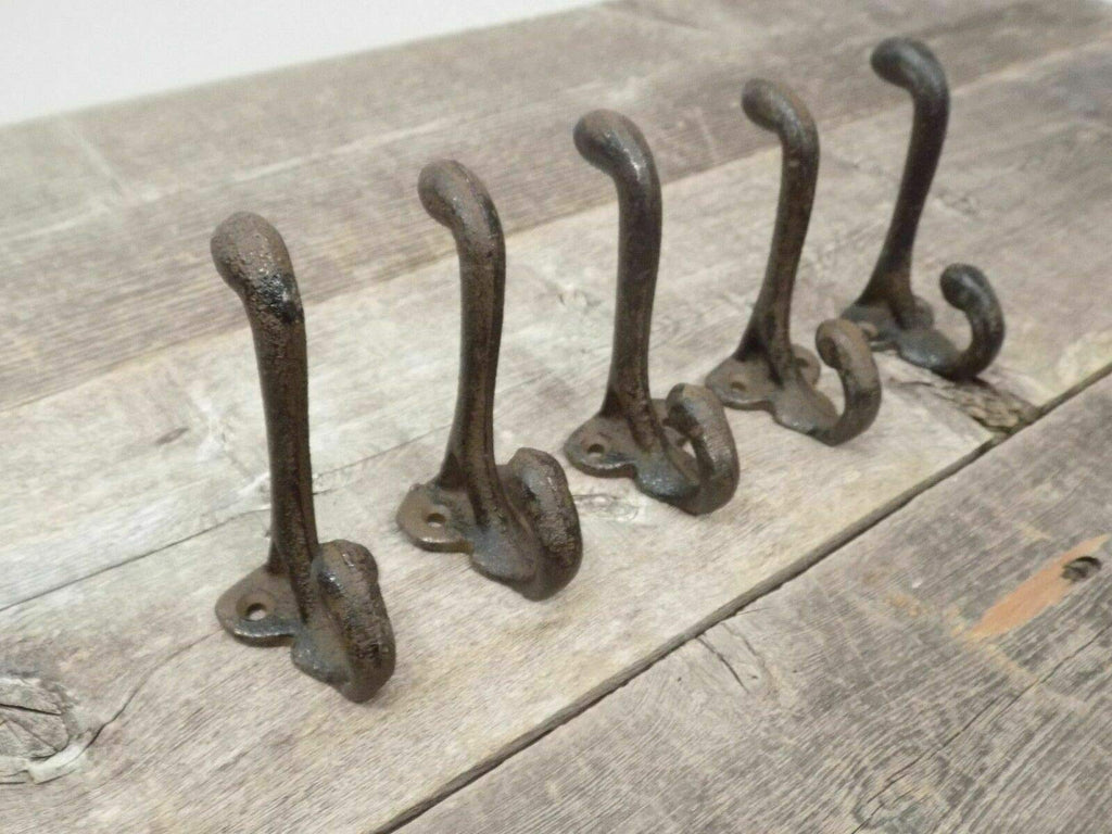 NewNest Australia - 5 Rustic Coat Hooks CAST Iron Acorn 3 1/4" Long HAT Wall School Towel 