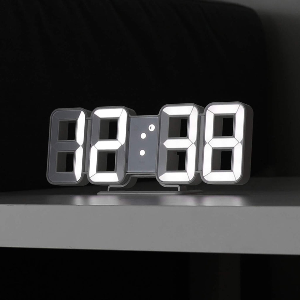 NewNest Australia - mooas Pure Mini White 3D LED Clock, Multi-Function LED Clock (Calendar, Alarm, Temperature) 