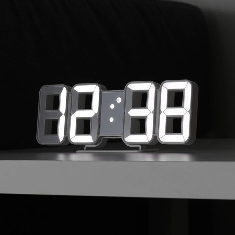 NewNest Australia - mooas Pure Mini White 3D LED Clock, Multi-Function LED Clock (Calendar, Alarm, Temperature) 