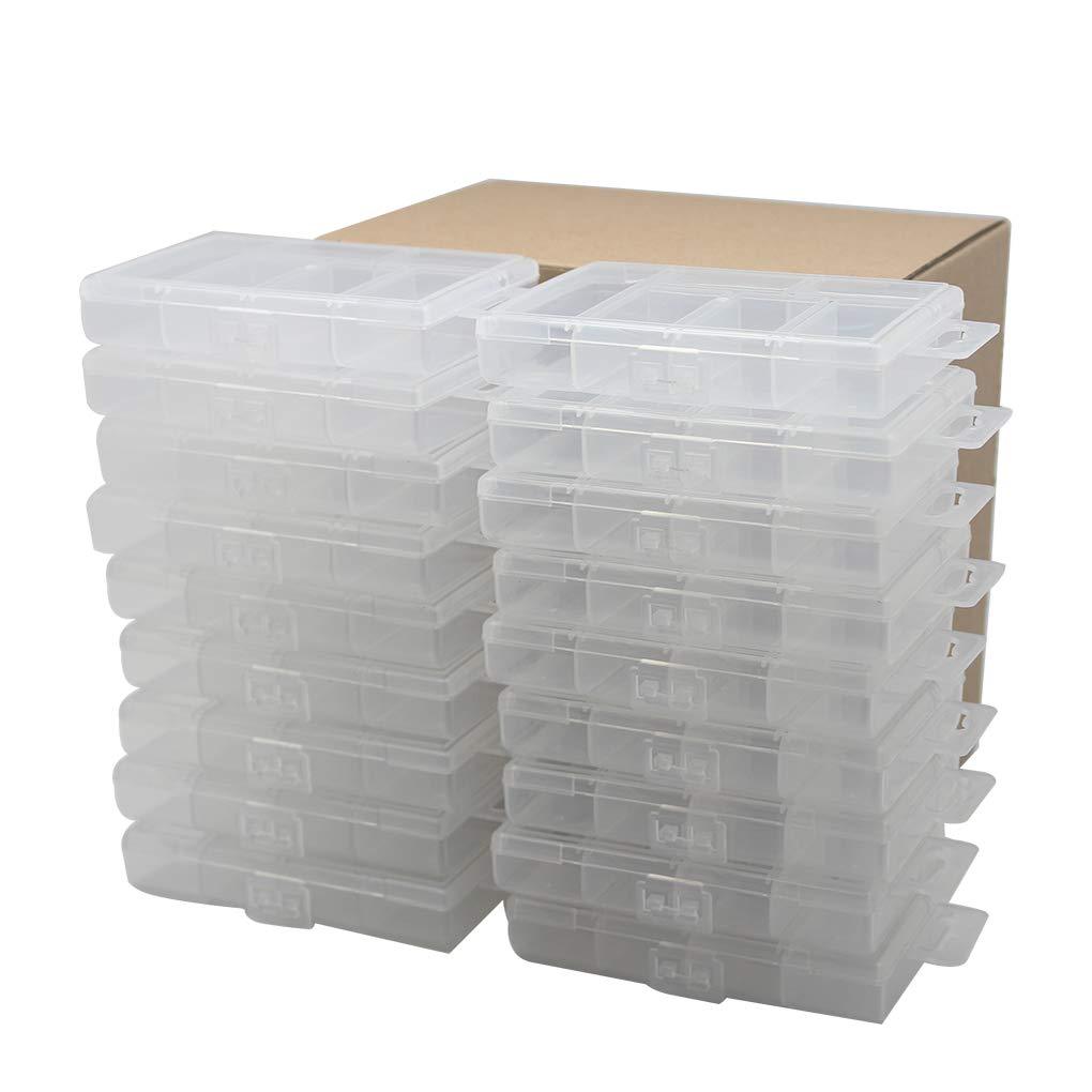 BangQiao 18 Pack Tiny Plastic Clear Storage Parts Case Box with 6 Fixed Grids for Nail, Screw, Fastener, Hook, Hanging Kit, Wall Anchor and Wedge - NewNest Australia